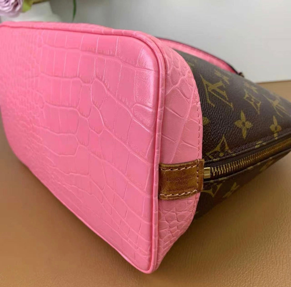Louis Vuitton Alma MM Handbag  Customized