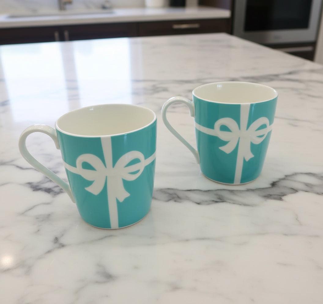 Authentic Tiffany & Co. Amway Collaboration/Bow Ribbon Mug Set  (NEW )