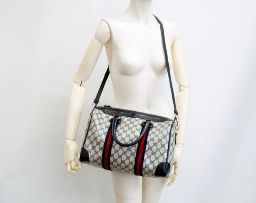 Vintage  Old Gucci GG 2-Way Supreme Boston Shoulder Bag