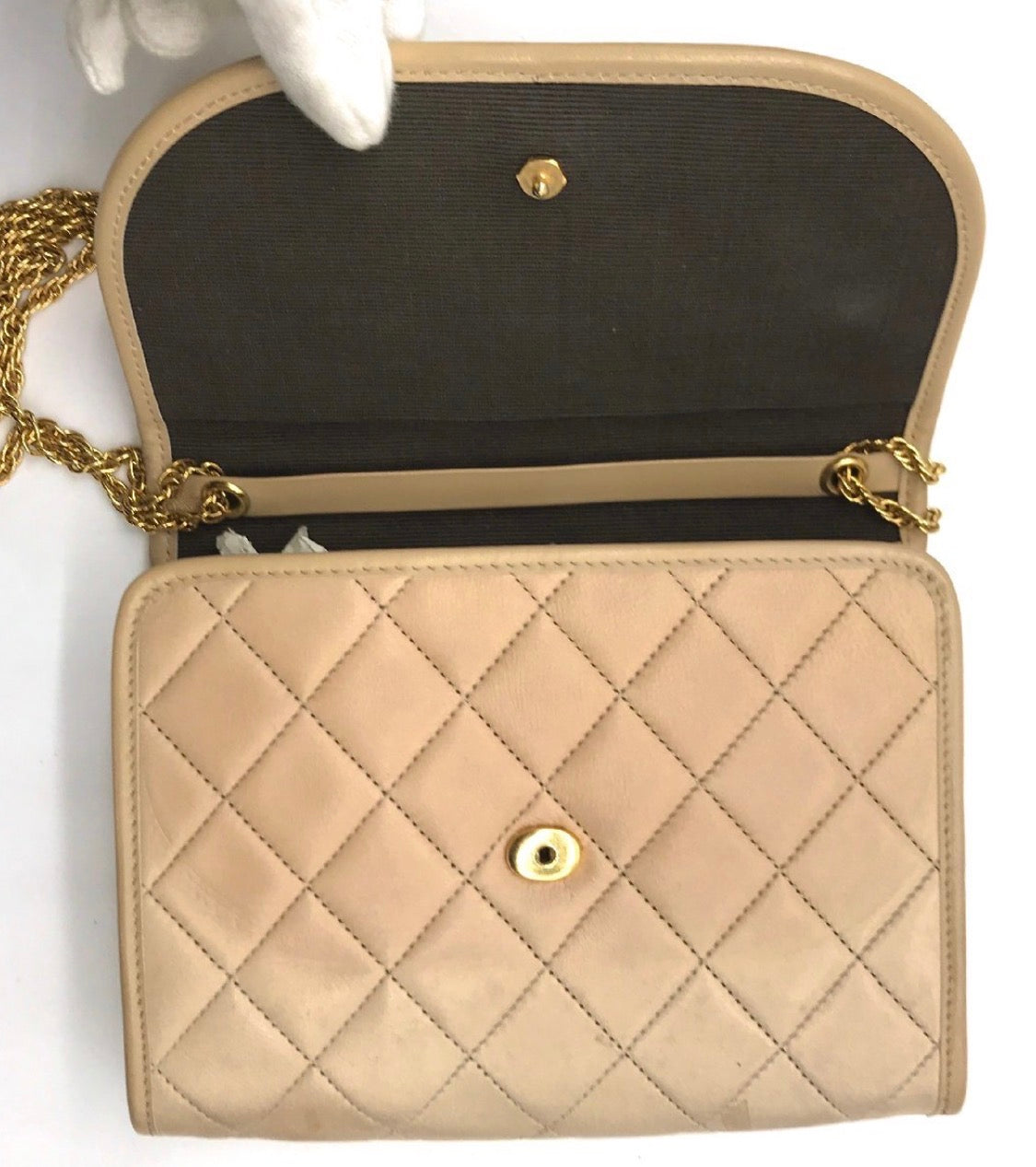 CHANEL Coco Mark Mini Matelassé Push-Lock Chain Shoulder Bag, Beige, Vintage