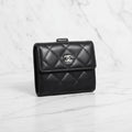 Chanel Lambskin Quilted Compact Wallet Black