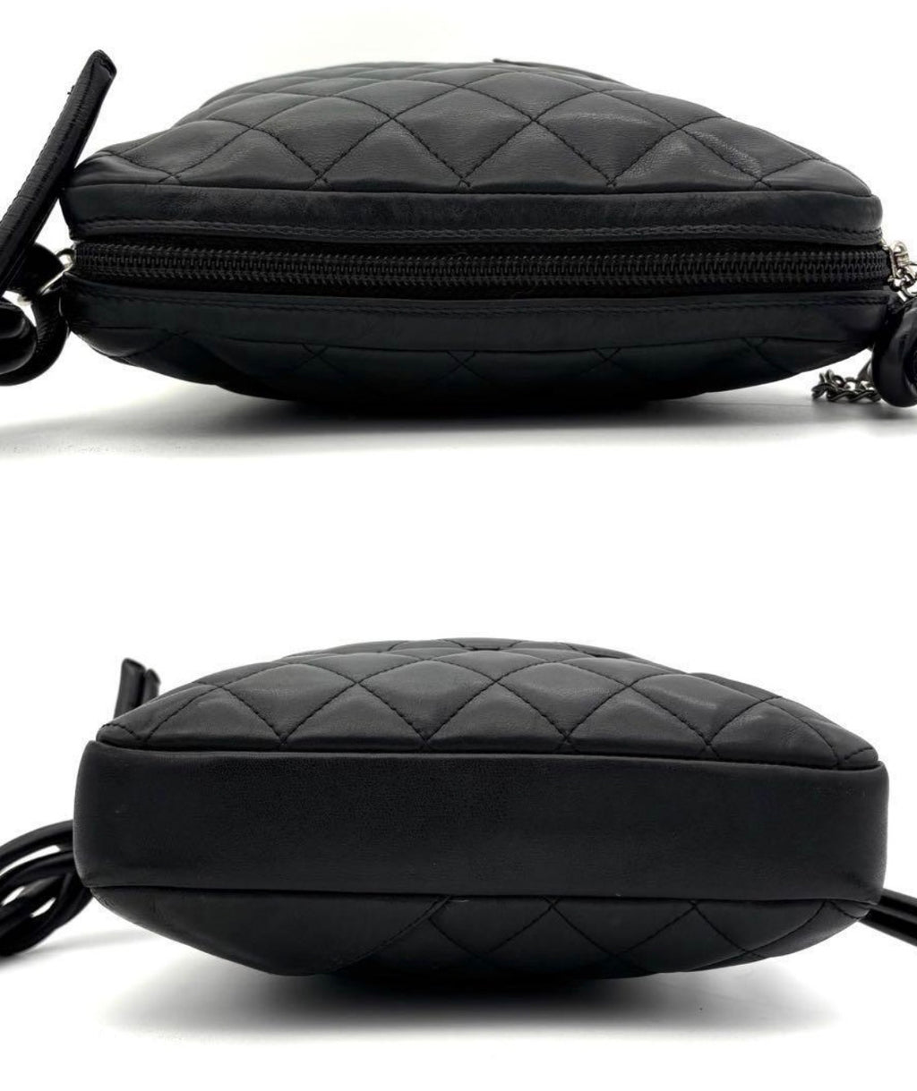 ChANEL alfskin Quilted Medium Cambon Messenger Black Bag