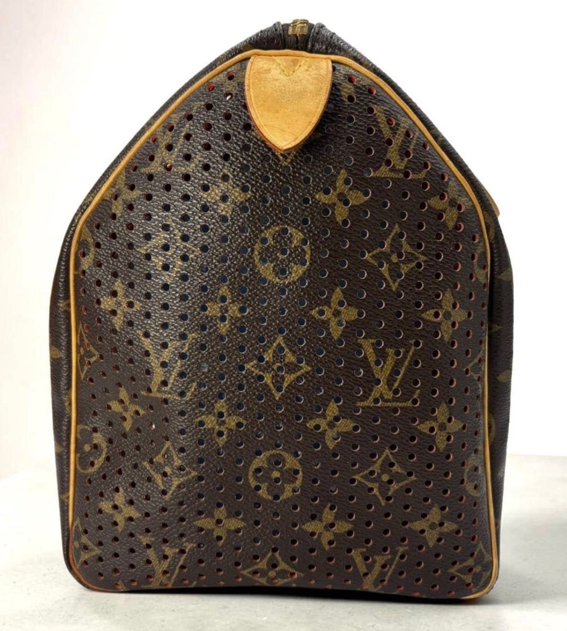 Authentic LOUIS VUITTON Monogram Perforated Speedy 30 Fuchsi Handbag