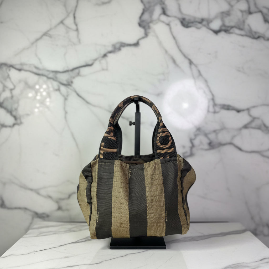 FENDI Vintage Mini Fendi Roma Italy 1925 Pequin Tote Bag