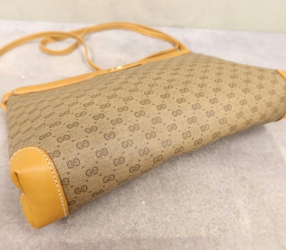 GUCCI Old Gucci Micro GG PVC Calf Leather Shoulder Bag