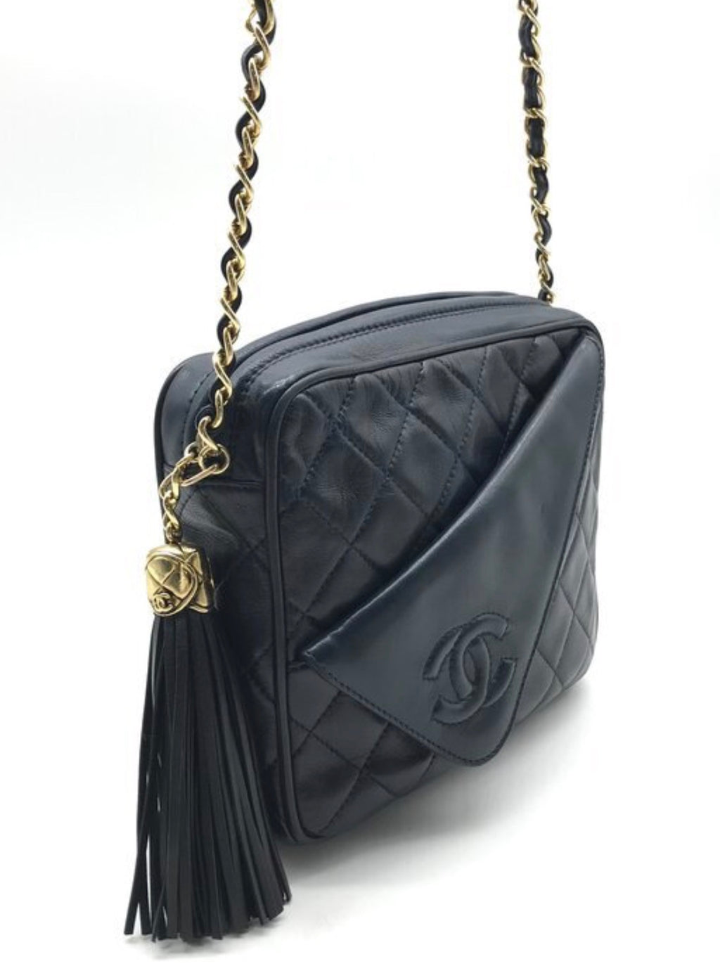 CHANEL Coco Mark Matelassé Lambskin Fringe Chain Shoulder Bag