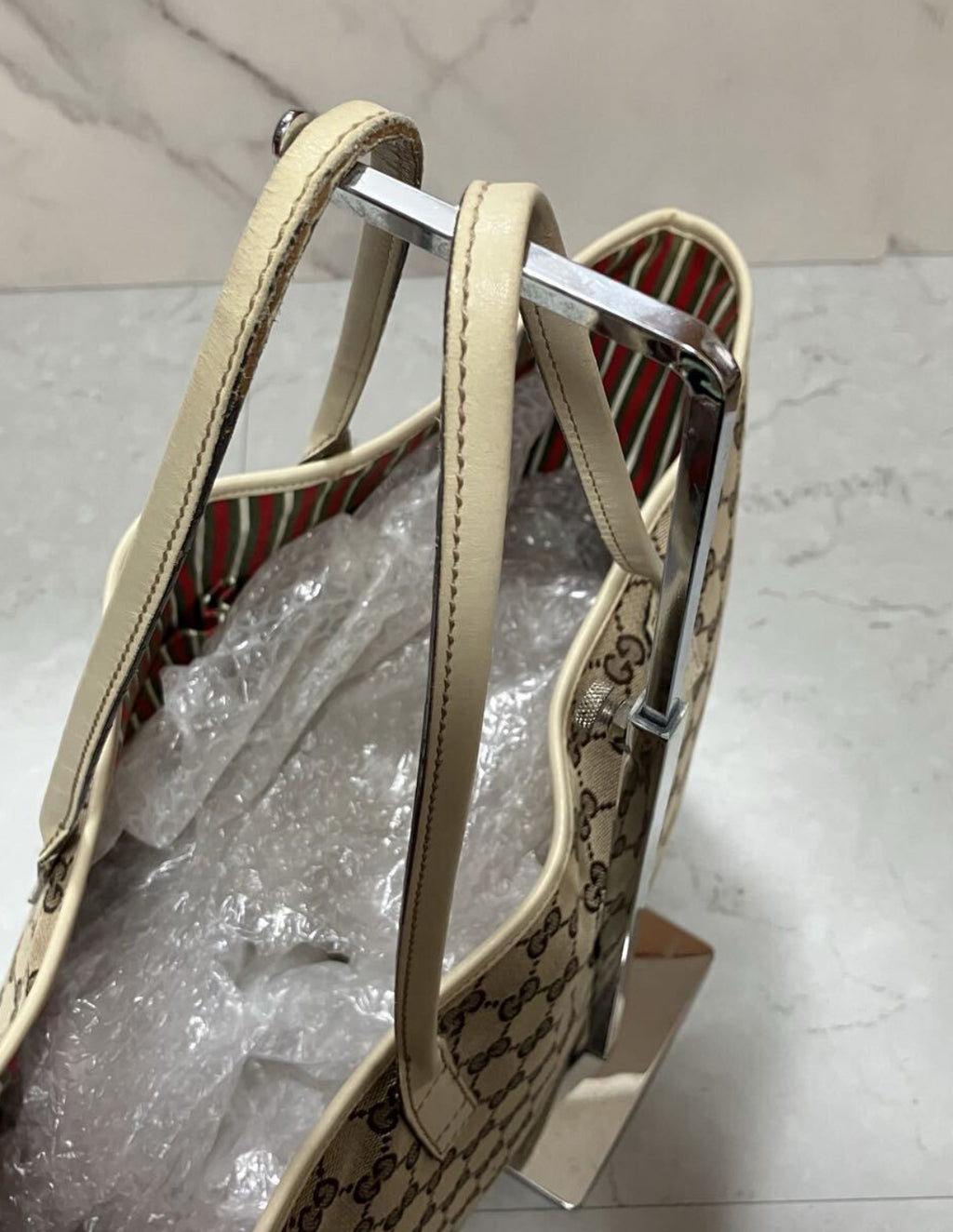 GUCCI Monogram Medium New Britt Tote Off White Bag