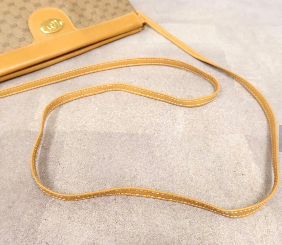 GUCCI Old Gucci Micro GG PVC Calf Leather Shoulder Bag