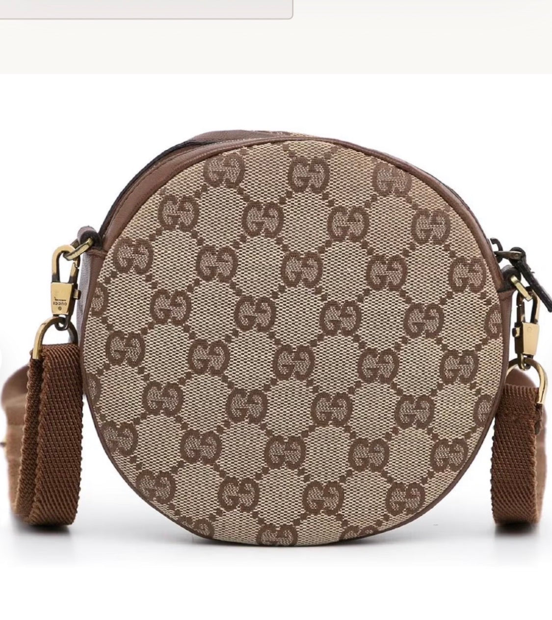 Authentic Gucci Brown GG Canvas Round Crossbody Beige bag