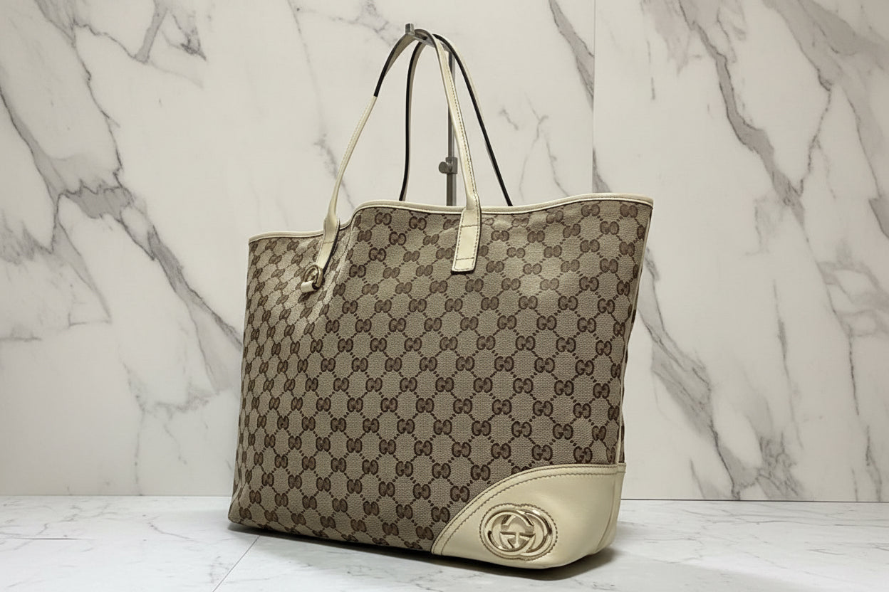 GUCCI Monogram Medium New Britt Tote Off White Bag