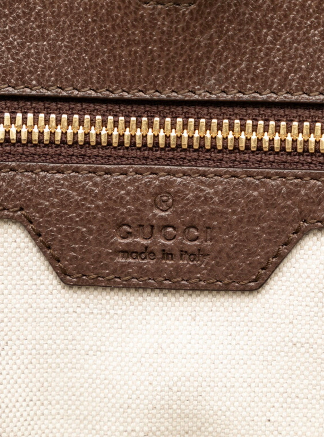 Gucci Monogram Jumbo GG Textured Dollar Calfskin Web Tote Bag Camel Ebony New Acero