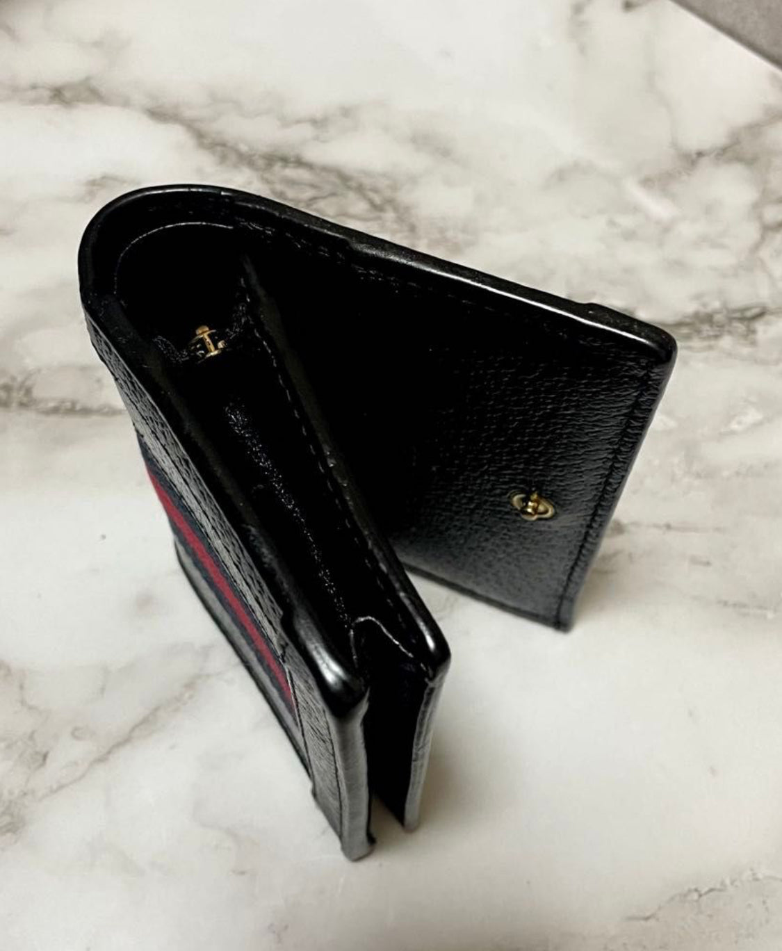 Gucci Calfskin Web Ophidia Card Case Black