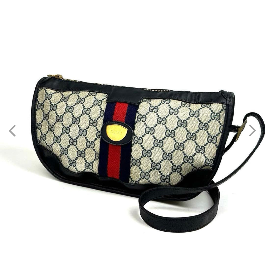 Gucci GG Supreme Sherry Line Shoulder Bag, Navy