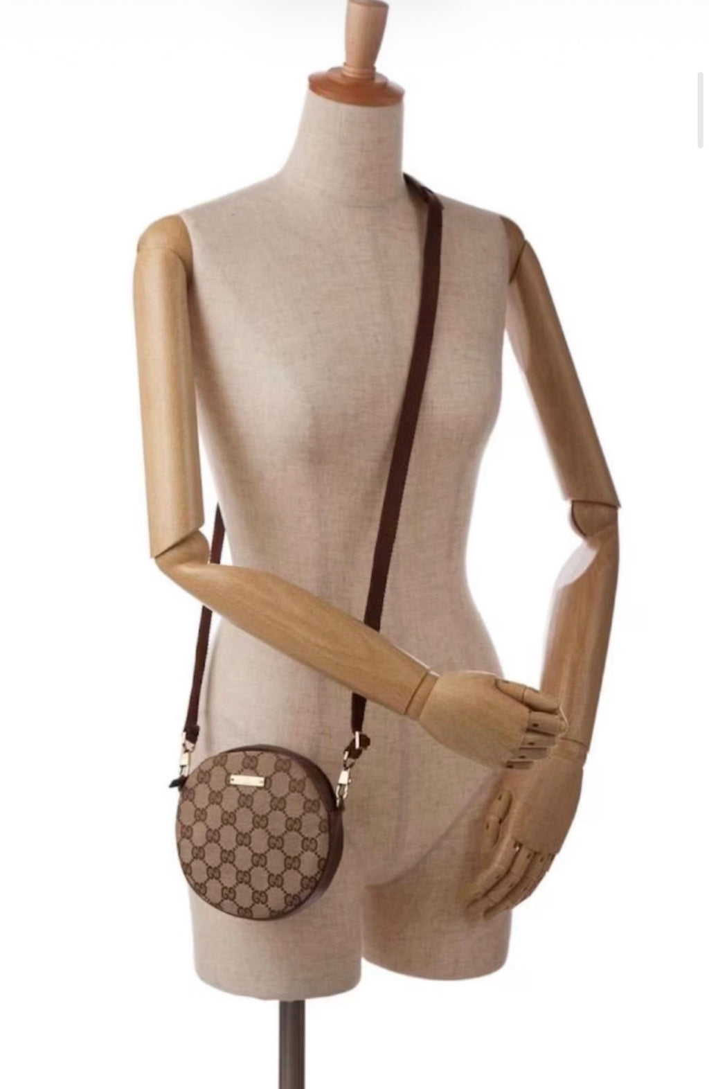 Authentic Gucci Brown GG Canvas Round Crossbody Beige bag