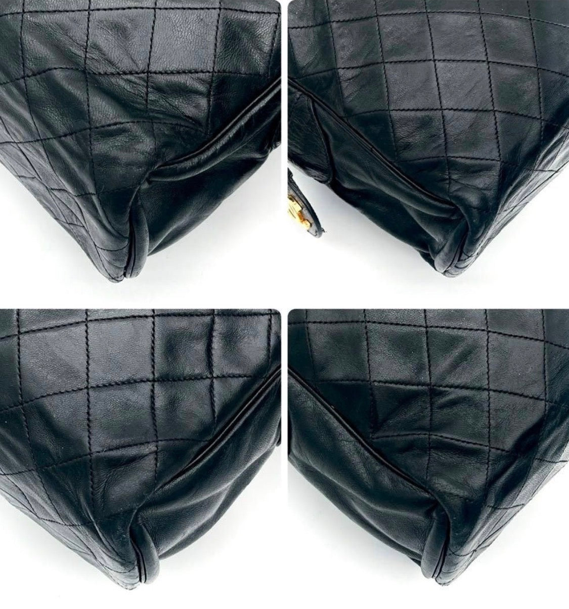 Chanel Matelassé Tote Bag Chain Shoulder Bag Lambskin Black