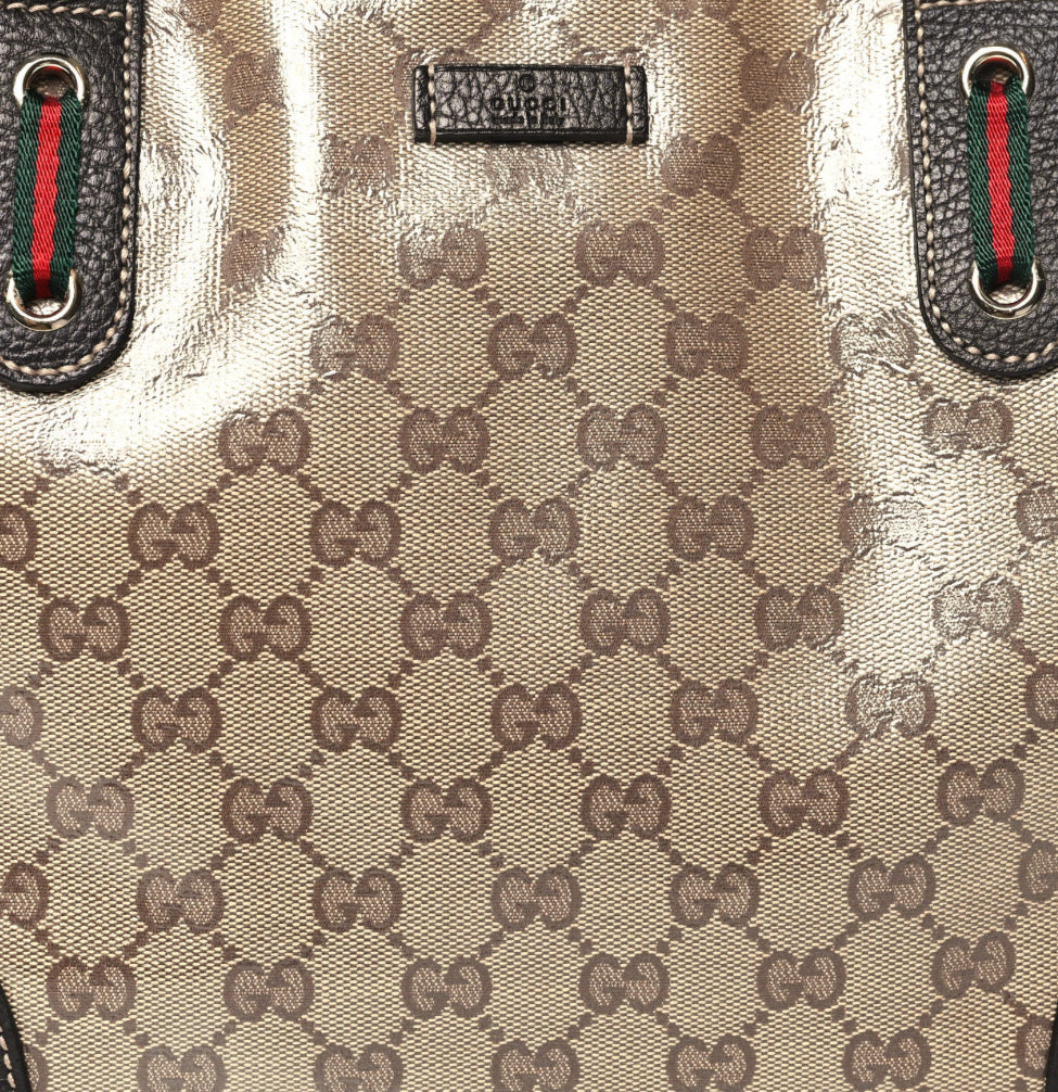 GUCCI Crystal Monogram Medium Princy Tote Dark Brown
