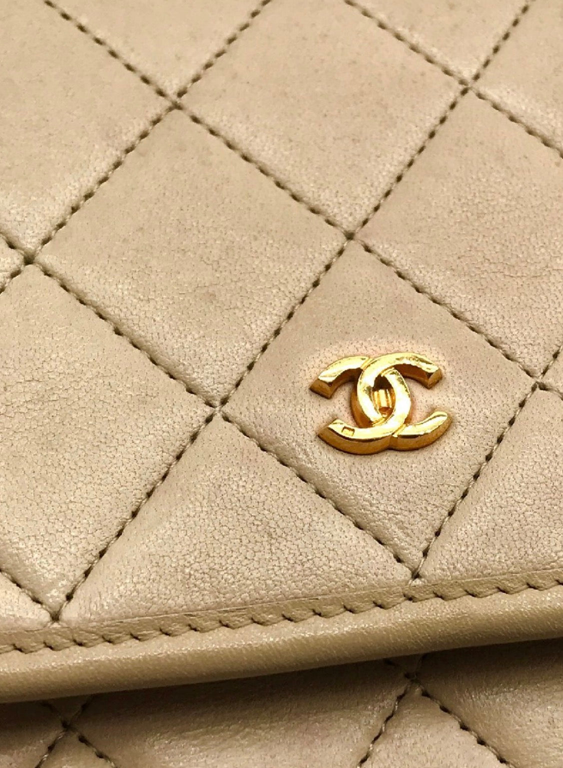 CHANEL Coco Mark Mini Matelassé Push-Lock Chain Shoulder Bag, Beige, Vintage
