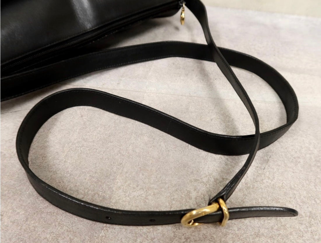 Gucci Vintage Black GG Monogram Canvas Leather Crescent Shoulder Bag