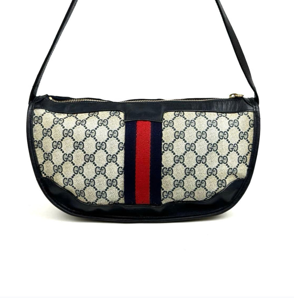Gucci GG Supreme Sherry Line Shoulder Bag, Navy