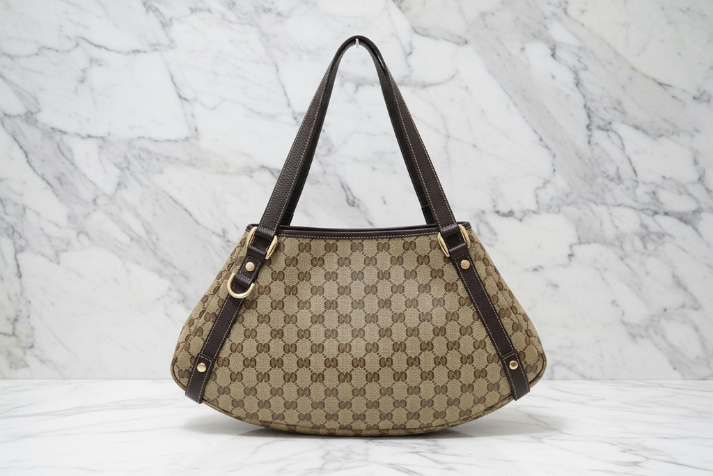 GUCCI Crystal Monogram Medium Abbey Shoulder Bag Dark Brown