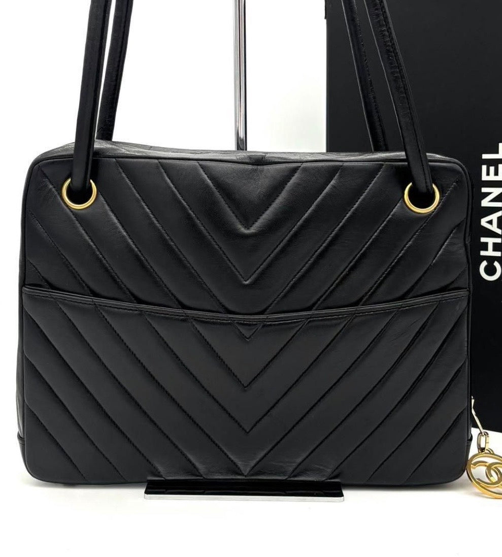 CHANEL Vintage CC Chevron Camera Bag