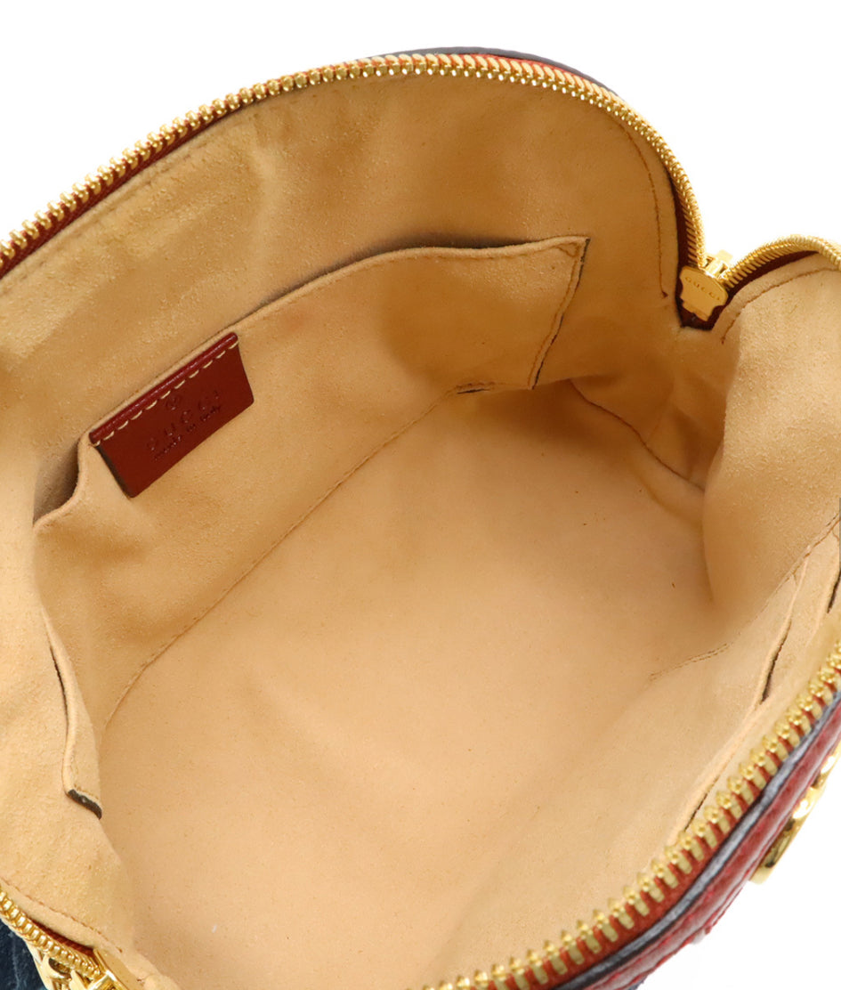 GUCCI Suede Calfskin Web Small Ophidia Dome Shoulder Bag Blue Romantic Cherry