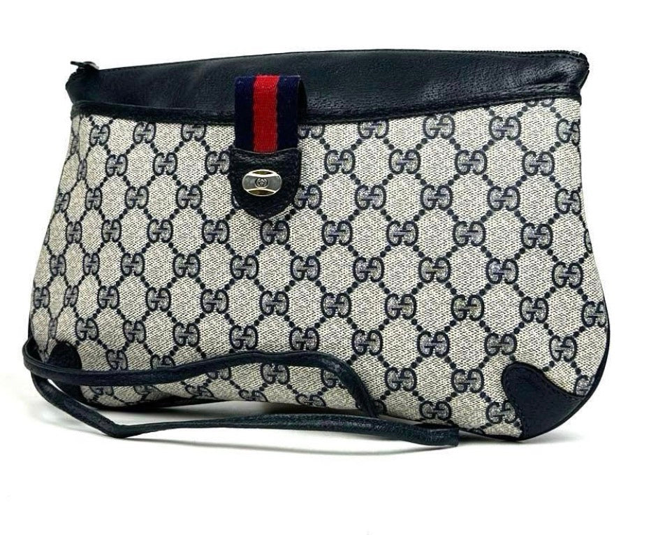 Gucci Old Gucci GG Supreme Sherry Line Shoulder Bag ( Navy) Vintage