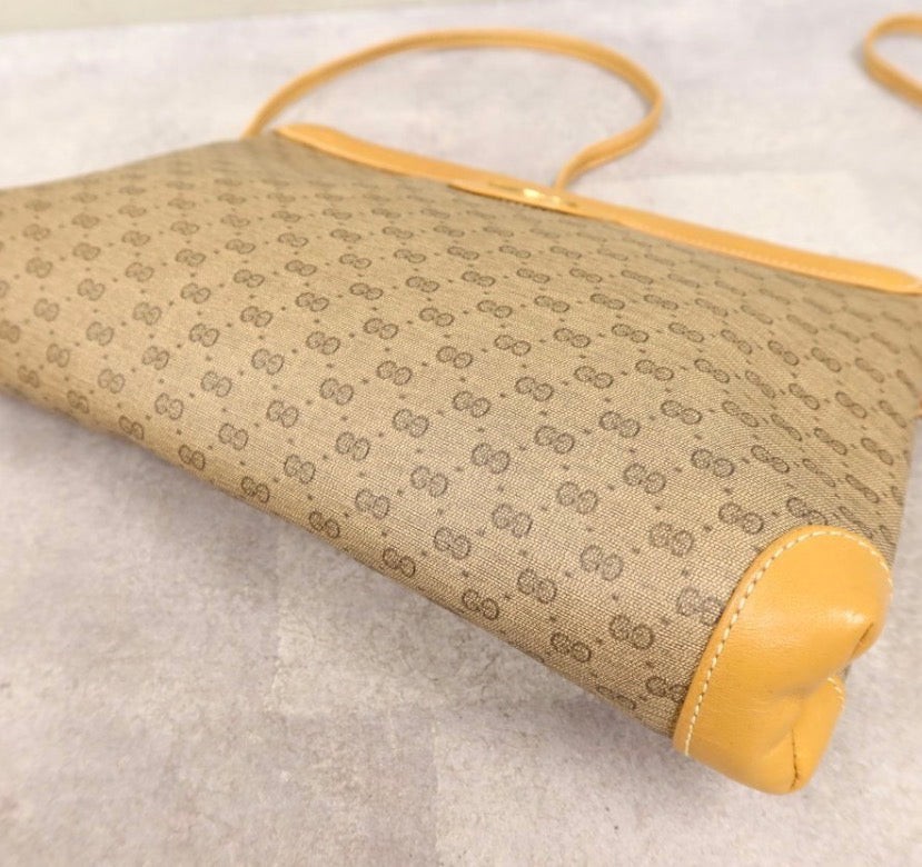 GUCCI Old Gucci Micro GG PVC Calf Leather Shoulder Bag