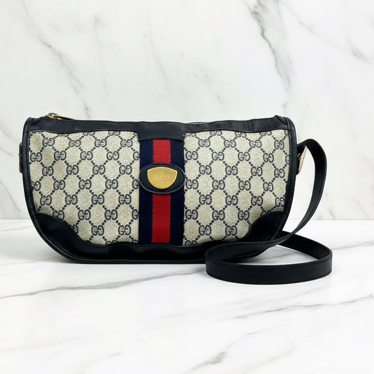 Gucci GG Supreme Sherry Line Shoulder Bag, Navy