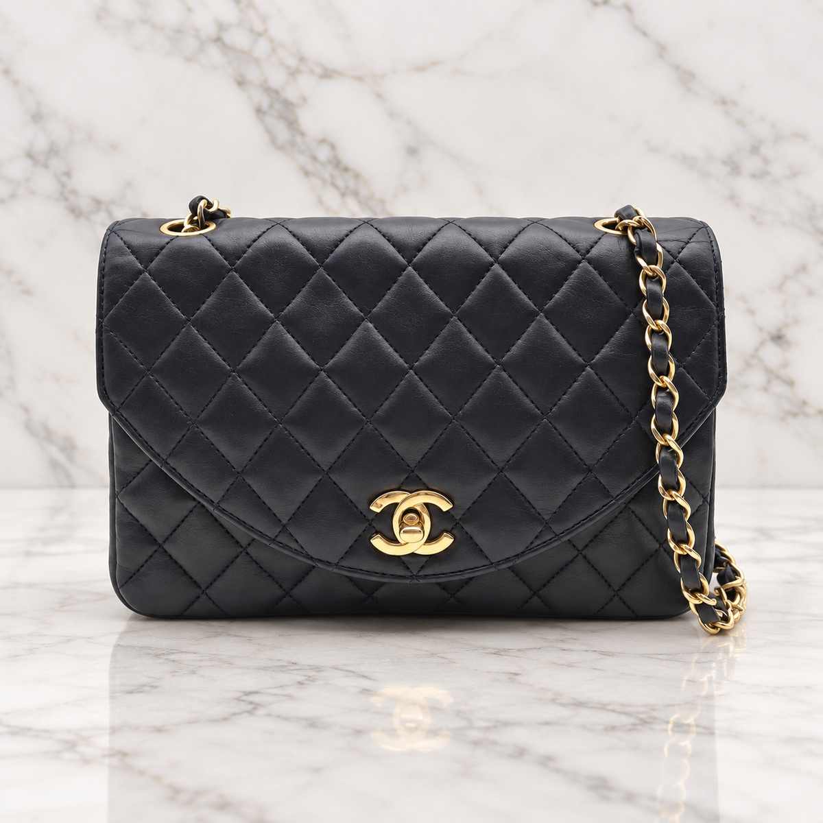 CHANEL Matelassé Coco Mark Lambskin Turn-Lock Shoulder Bag