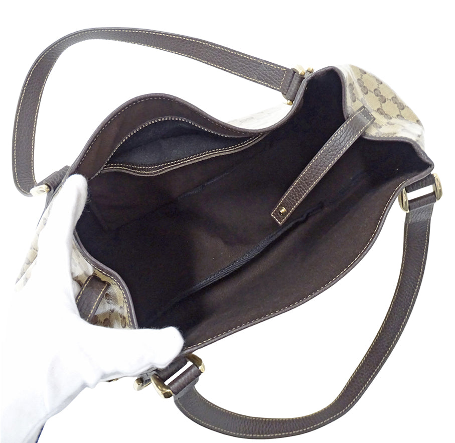 GUCCI Crystal Monogram Medium Abbey Shoulder Bag Dark Brown