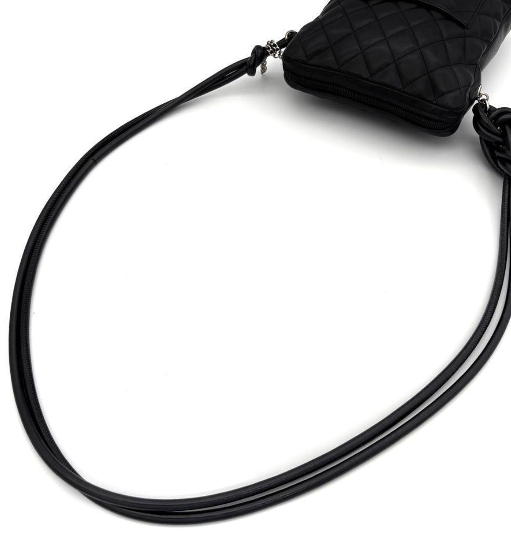 ChANEL alfskin Quilted Medium Cambon Messenger Black Bag