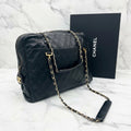 Chanel Matelassé Tote Bag Chain Shoulder Bag Lambskin Black