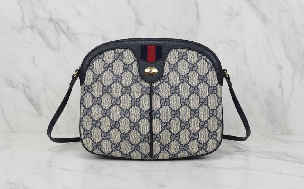 Gucci GG Supreme Sherry Line Shoulder  Bag Vintage (Navy)
