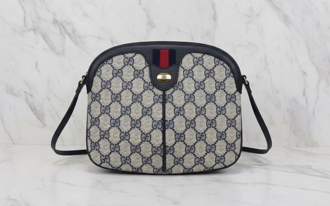 Gucci GG Supreme Sherry Line Shoulder  Bag Vintage (Navy)