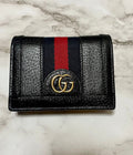 Gucci Calfskin Web Ophidia Card Case Black