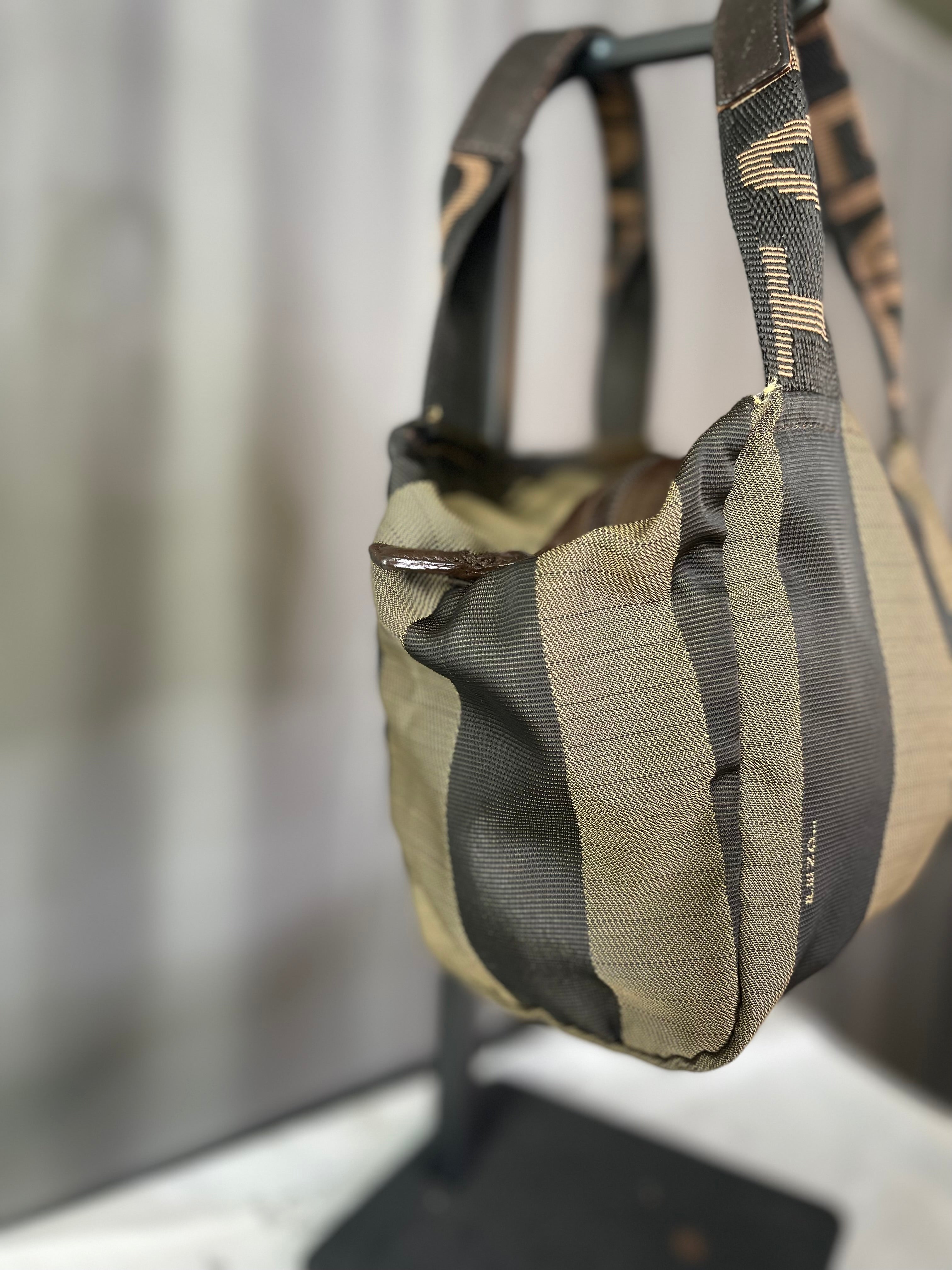 FENDI Vintage Mini Fendi Roma Italy 1925 Pequin Tote Bag