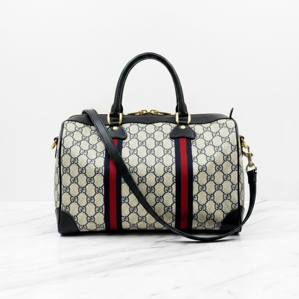 Vintage  Old Gucci GG 2-Way Supreme Boston Shoulder Bag