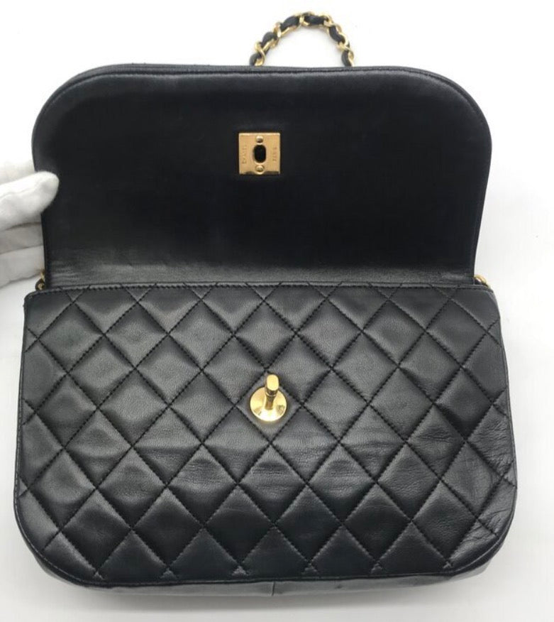 Chanel Lambskin Quilted Flap Bag Black