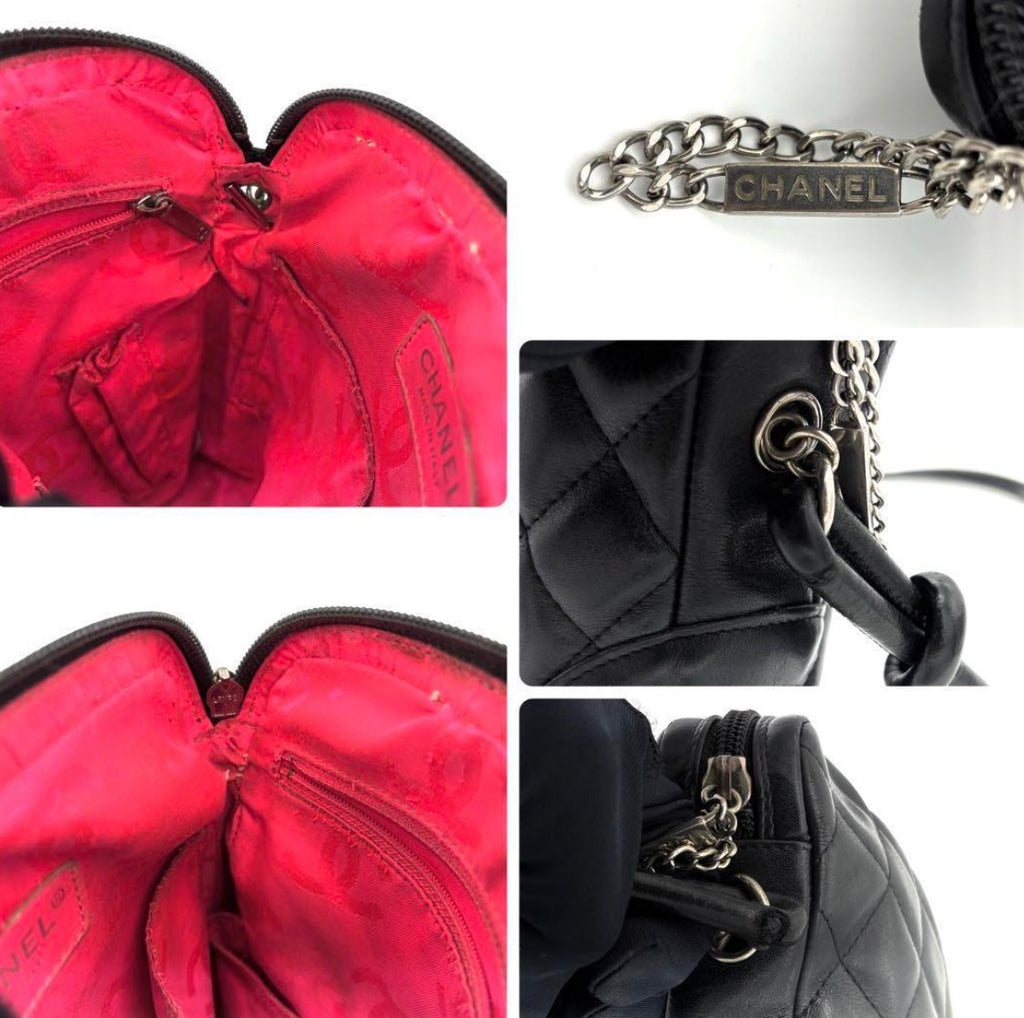ChANEL alfskin Quilted Medium Cambon Messenger Black Bag