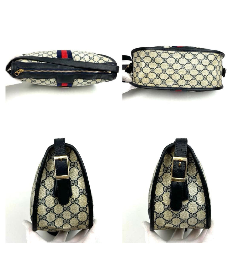 Gucci GG Supreme Sherry Line Shoulder Bag, Navy