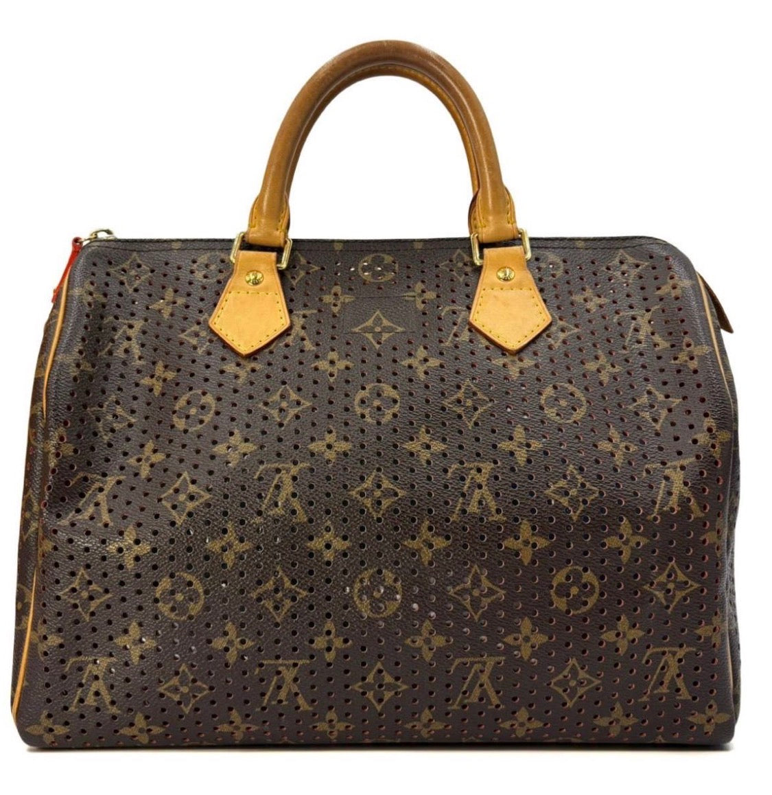 Authentic LOUIS VUITTON Monogram Perforated Speedy 30 Fuchsi Handbag