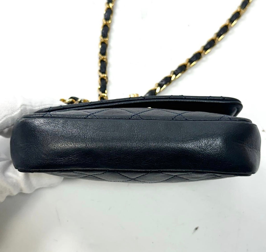 Chanel Quilted Extra Mini  Classic Flap Lambskin Shoulder bag Vintage