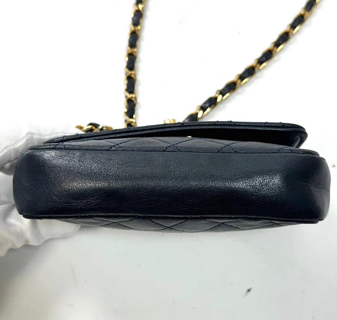 Chanel Quilted Extra Mini  Classic Flap Lambskin Shoulder bag Vintage