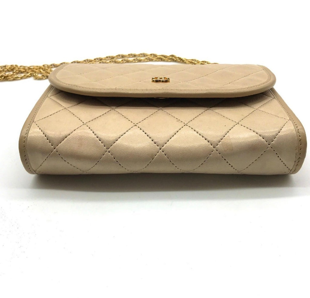 CHANEL Coco Mark Mini Matelassé Push-Lock Chain Shoulder Bag, Beige, Vintage