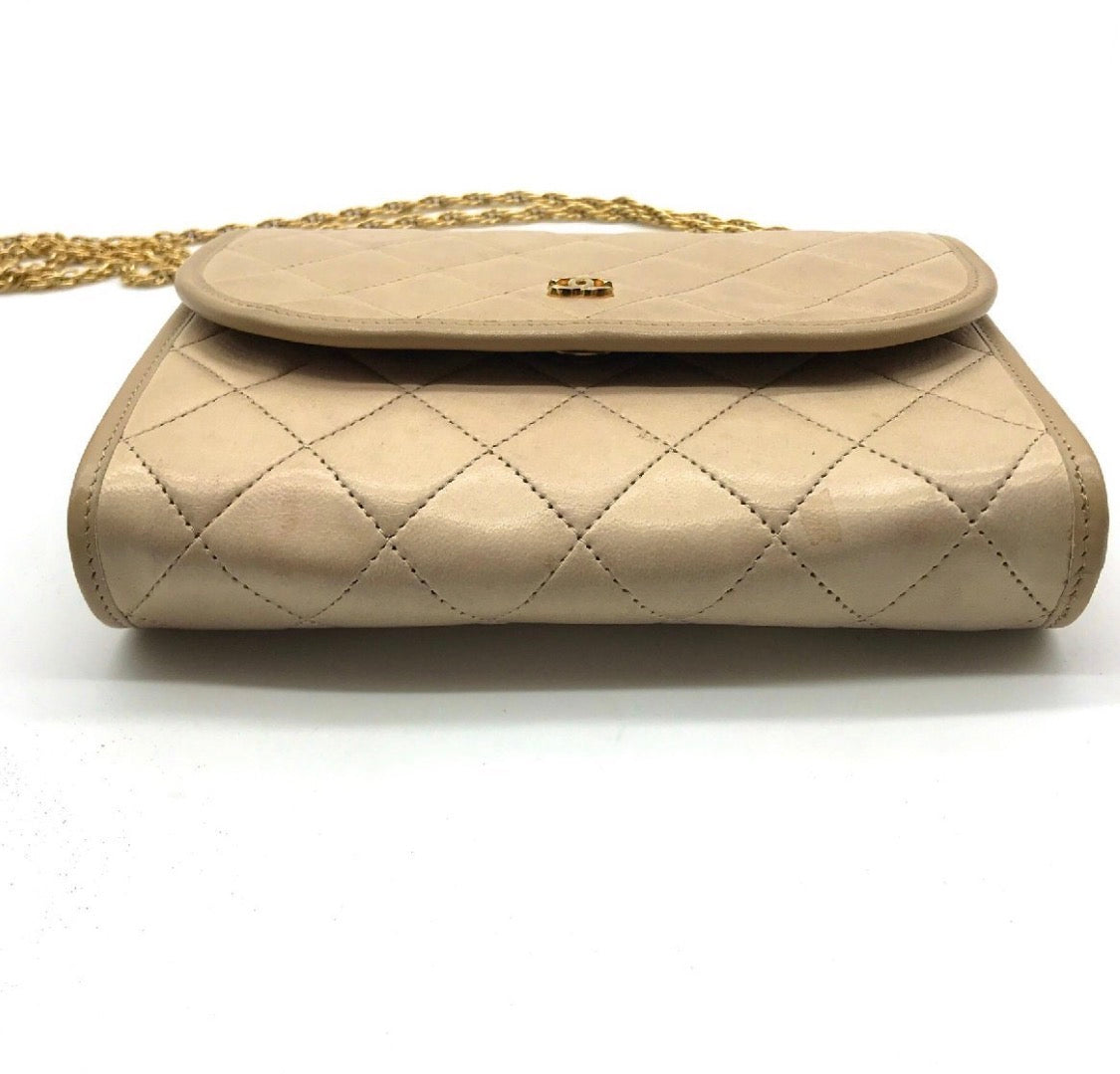 CHANEL Coco Mark Mini Matelassé Push-Lock Chain Shoulder Bag, Beige, Vintage