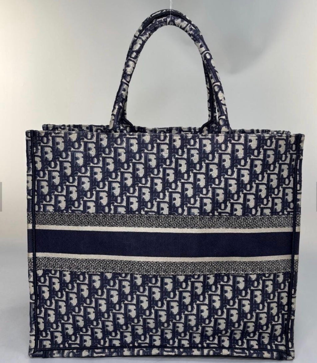 Authentic  Christian Dior Oblique Large Tote Multicolor Tote Bag