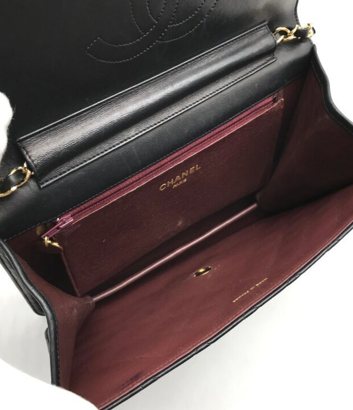 Authentic Chanel Coco Mark Matelassé Lambskin Chain Shoulder Bag, Black Vintage  With Authentication Excellenr Condition