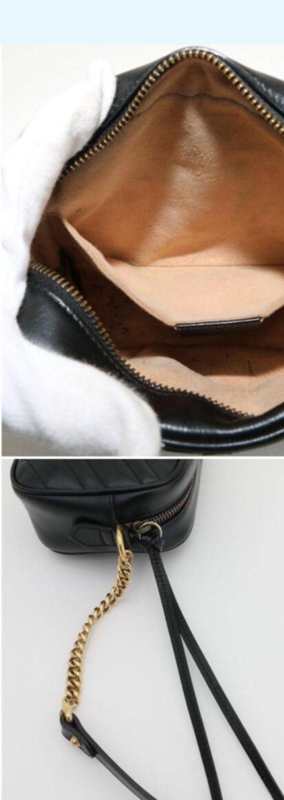 Authentic GUCCI Calfskin Matelasse Small GG Marmont Chain Shoulder Bag Black included COA , dust bag , box.