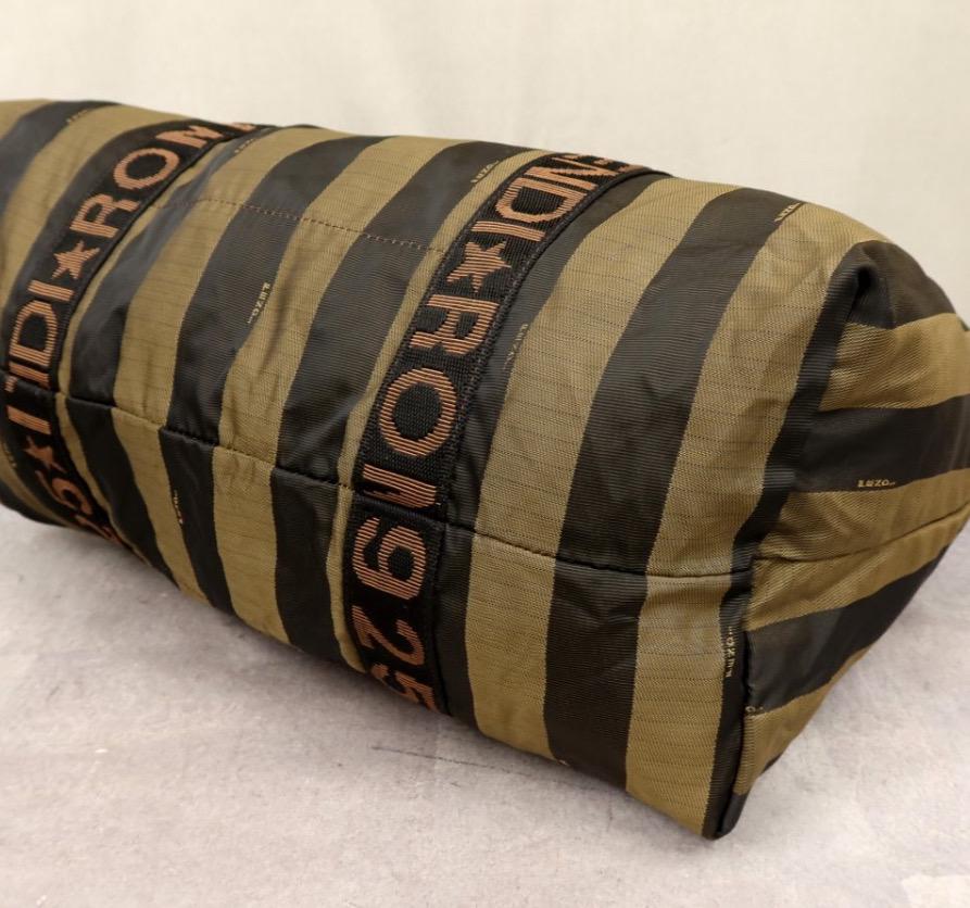 Authentic Vintage  FENDI  Roma 1925 Pequin striped canvas travel duffle bag